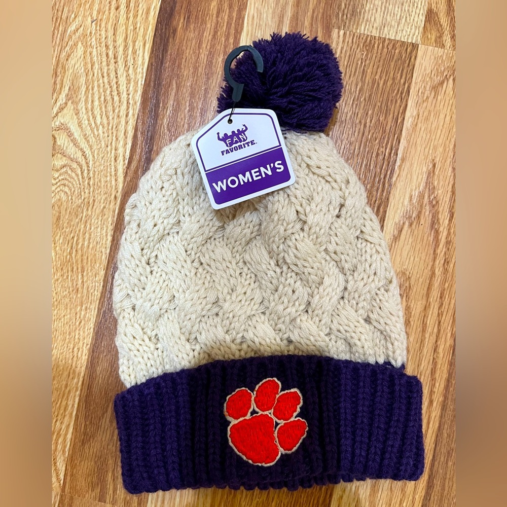 Clemson ncaa women’s fan favorite knit pom pom hat new nwt